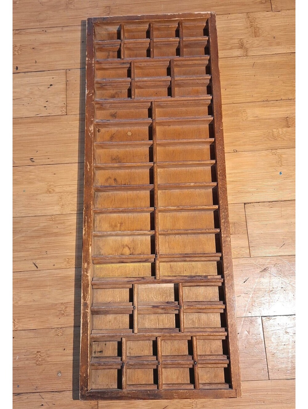 VTG Letterpress Drawer Wooden Tray 26.5"L X 9.75"W X 1.25"Deep Trinket Display